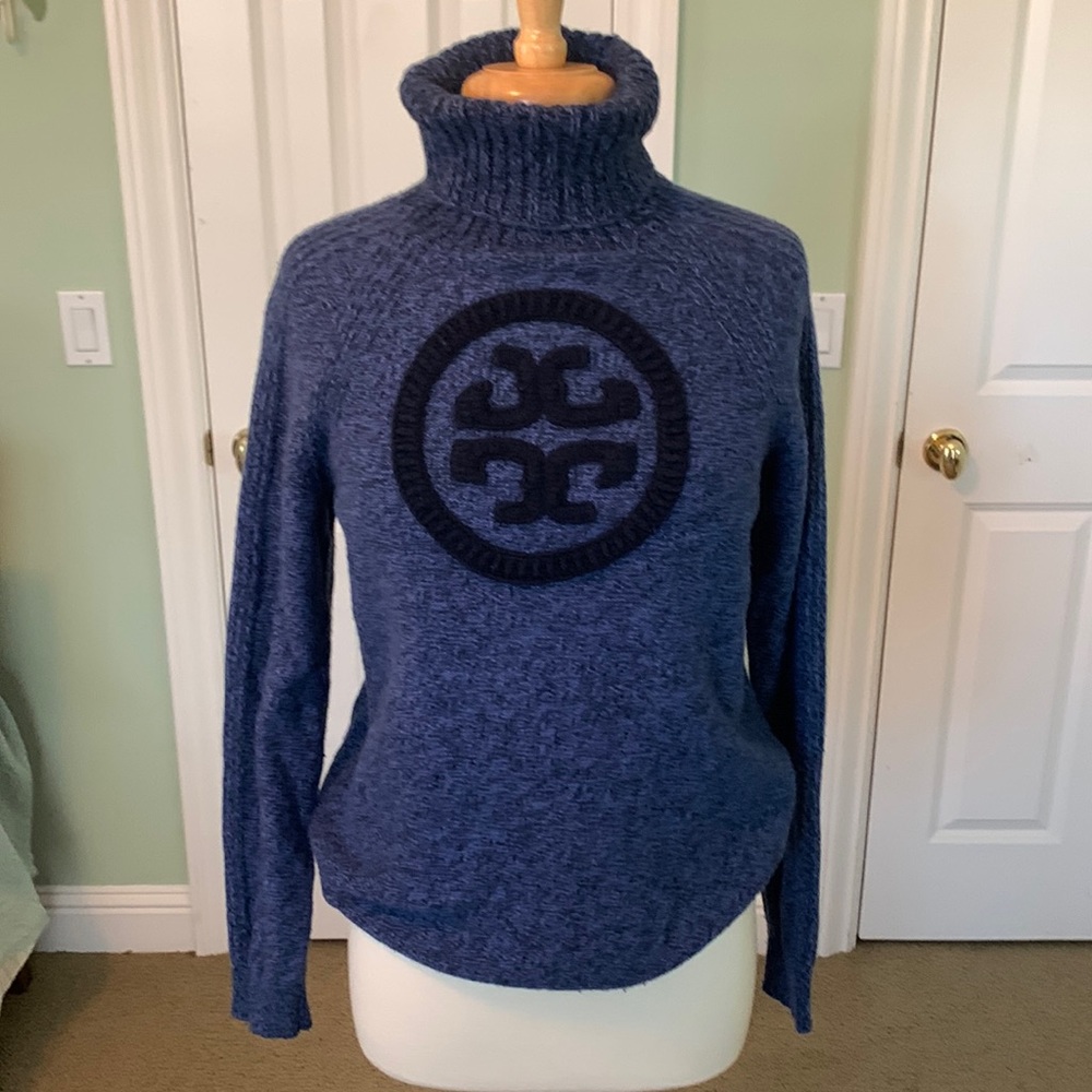 York Burch Blue/Black Turtleneck long sleeve with Tory crest embroidered black